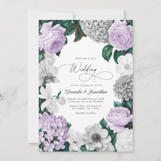 Invitation Lavender Fog, Heather Gray & Winter White Wedding (Devant)