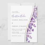 Invitation Lavender Foliage Nuestra Boda Mariage espagnol (Devant)