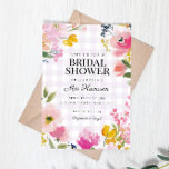 Invitation Lavender Gingham Spring Floral Bridal Shower<br><div class="desc">Celebrate the bride-to-be with this charming Lavender Gingham Spring Floral Bridal Shower Invitation, featuring a sweet painted soft florals on a pale purple gingham background. The delicate artwork and cozy cottage-inspired style make it perfect for garden parties, spring showers, and elegant brunch gatherings. Available as an instant download PDF for...</div>