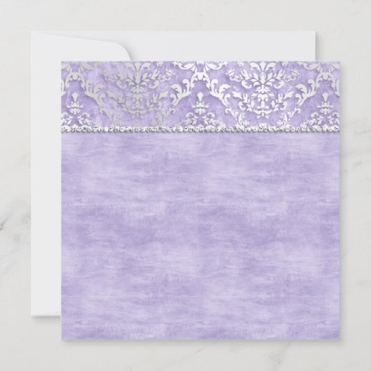 Invitation Lavender Glimmer Mariage damassé (Dos)