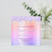 Invitation Lavender Glitter Drips Shimmer Drop Shadow (Debout devant)