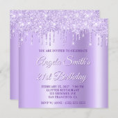Invitation Lavender Glitter Drips Shimmer Drop Shadow (Devant / Derrière)