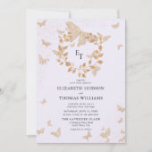 Invitation Lavender Gold Butterflies Eucalyptus Crest Wedding (Devant)