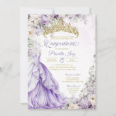 Invitation Lavender Gold Elegant Gown Princesse Quinceañera (Devant)