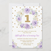 Invitation Lavender Gold Floral Rose 1er anniversaire Tea Par (Devant)