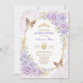 Invitation Lavender Gold Quinceanera Mis Quince 15 Anos (Devant)