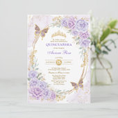 Invitation Lavender Gold Quinceanera Mis Quince 15 Anos (Debout devant)