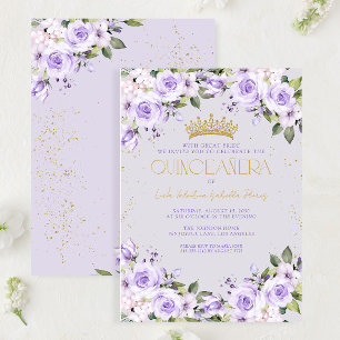 Invitation Lavender Gold Quinceañera Mis Quince 15 Años