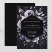 Invitation Lavender Gothic Floral Wedding (Devant / Derrière)
