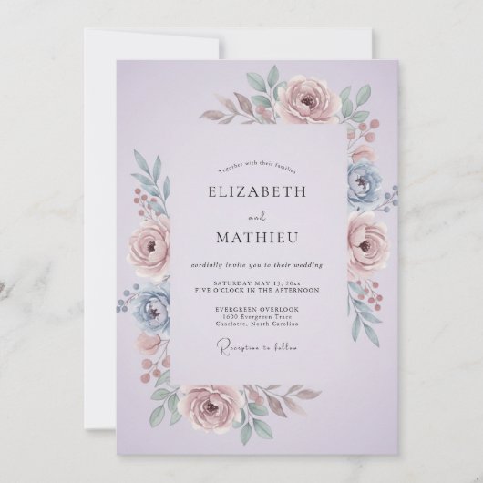Invitation Lavender Graceful Spring Floral Wedding (Devant)