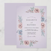 Invitation Lavender Graceful Spring Floral Wedding (Devant / Derrière)