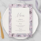 Invitation Lavender Grey Floral Wedding Menu