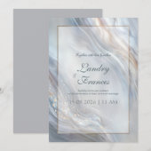 Invitation Lavender Grey Fluid Gold Marble Wedding (Devant / Derrière)