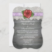 Invitation Lavender Grey Rustic Wood Rose Mariage Inviter (Devant)