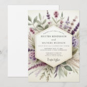 Invitation Lavender Hazy Botanical Wedding (Devant / Derrière)