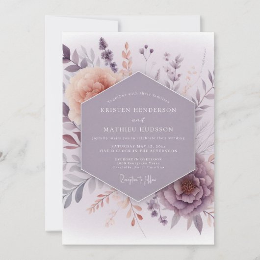 Invitation Lavender Hazy Meadow Wedding (Devant)