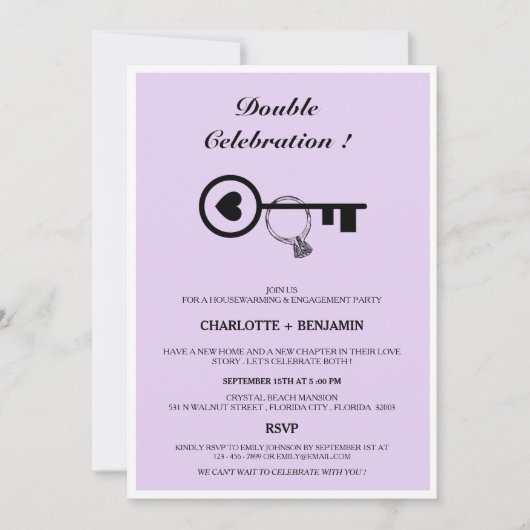 Invitation Lavender Houclier Et Partie D'Engagement (Devant)