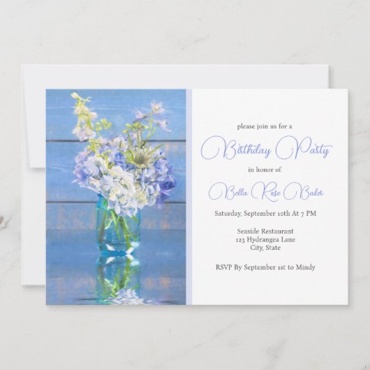 Invitation Lavender Hydrangea réflexions Anniversaire (Devant)