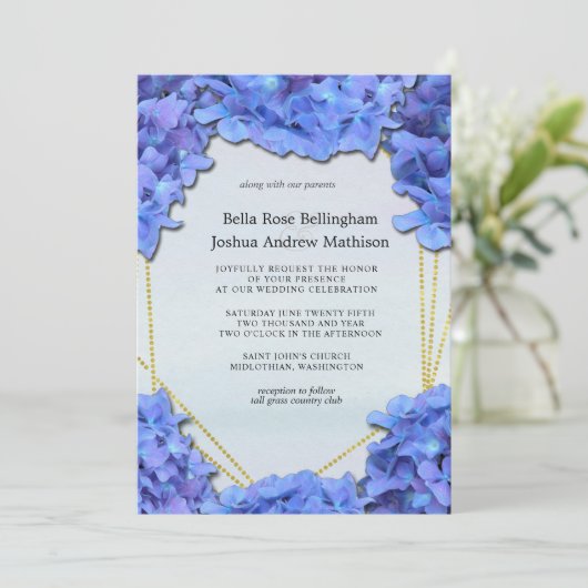 Invitation Lavender Hydrangeas Floral Mariage (Debout devant)