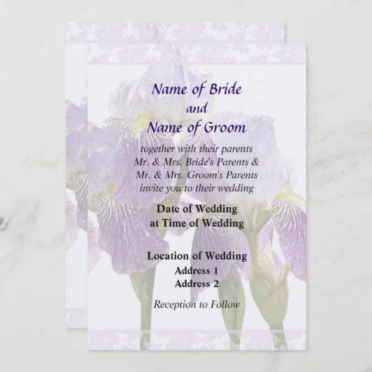 Invitation Lavender Iris Couple Mariage Fournitures (Devant / Derrière)