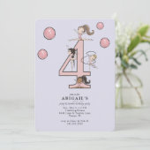 Invitation Lavender Jump & Tumble Gymnastics 4th Birthday (Debout devant)