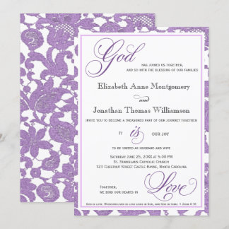 Invitation Lavender Lace Dieu est Amour Mariage chrétien