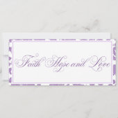 Invitation Lavender Lace Faith Hope Love Mariage horizontal (Dos)