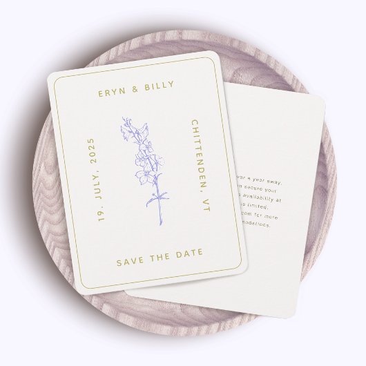 Invitation Lavender Larkspur Floral Enregistrer la date