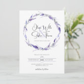 Invitation Lavender Lilac Botanique Florale Boho Enregistrer (Debout devant)