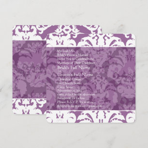 Invitation Lavender Lilac Mariage damassé
