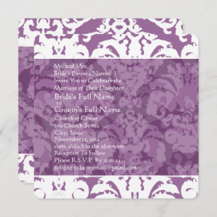 Invitation Lavender Lilac Mariage damassé