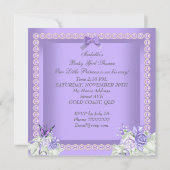 Invitation Lavender Lilac Pearl Grey Baby shower fille (Dos)