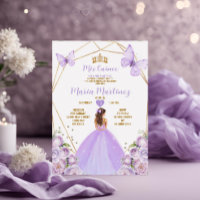 Lavender Lilac Princess Butterfly Gold Quiñceanera
