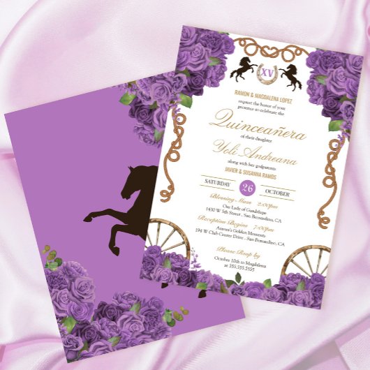 Invitation Lavender Lilac Roses Ouest Charra Quinceañera