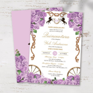 Invitation Lavender Lilac Roses Ouest Charro Quinceanera