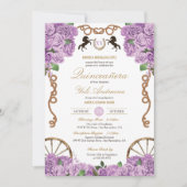 Invitation Lavender Lilac Roses Ouest Charro Quinceanera (Devant)
