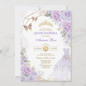 Invitation Lavender Lilac Roses Quinceañera Princesse Anniver (Devant)