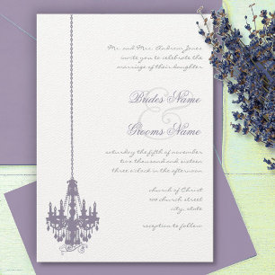Invitation Lavender Lilac Vintage Lustre Mariage damassé