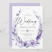 Invitation Lavender Lilac Violet Élégant Mariage moderne