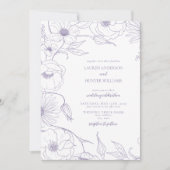 Invitation Lavender Line Art Floral Mariage (Devant)