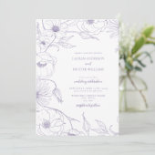 Invitation Lavender Line Art Floral Mariage (Debout devant)