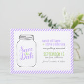 Invitation Lavender Mason Jar Monogramme Enregistrer La Date (Debout devant)