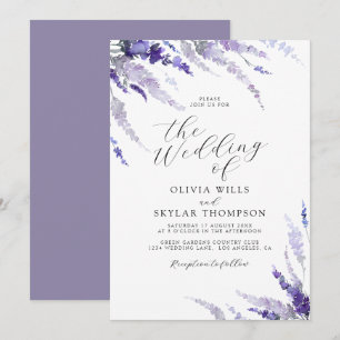 Invitation Lavender Mauve Dusty Purple Lilac Mariage Floral