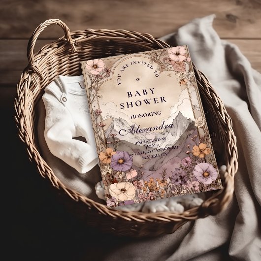 Invitation Lavender Meadow Peaks Baby Shower