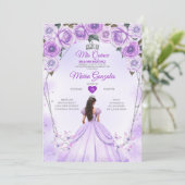 Invitation Lavender Mis Quince 15 Anos Crown Quinceañera (Debout devant)