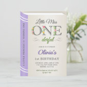 Invitation Lavender Miss Onederful Girl 1er Anniversaire (Debout devant)