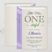 Invitation Lavender Miss Onederful Girl 1er Anniversaire (Devant / Derrière)
