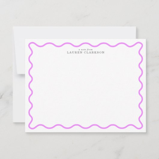 Invitation Lavender Modern Wavy Border Personalized Note Card (Devant)