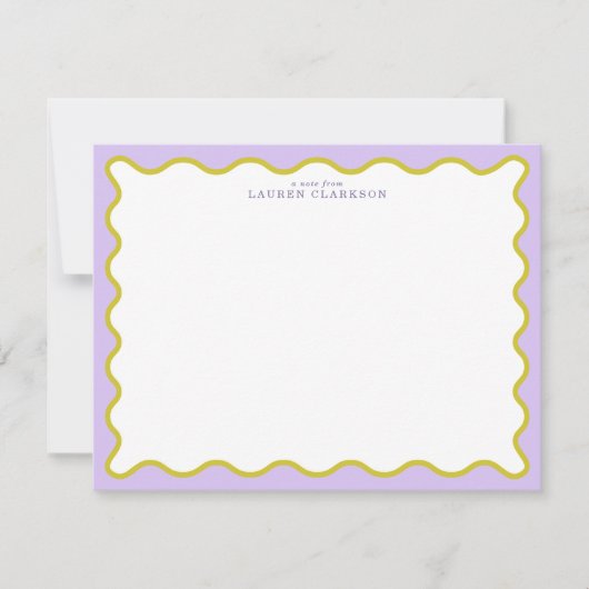 Invitation Lavender & Mustard Wavy Border Note Card (Devant)