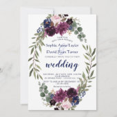 Invitation Lavender Navy Blue Floral Bloom Mariage (Devant)